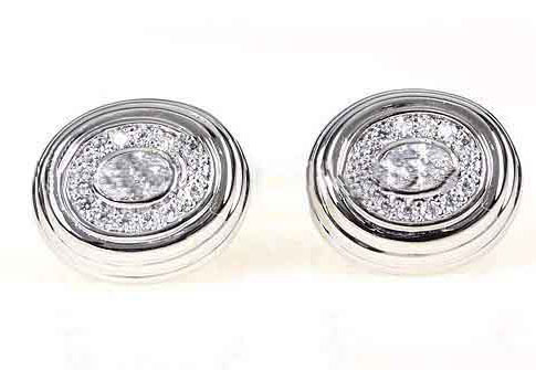 Round White Crystal Cufflinks