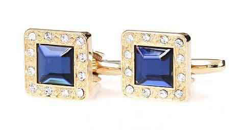 Men's Acrylic Blue Crystal Cuff Links