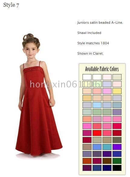 A-Line Floor- Length Satin Junior Bridesmaid Dresses
