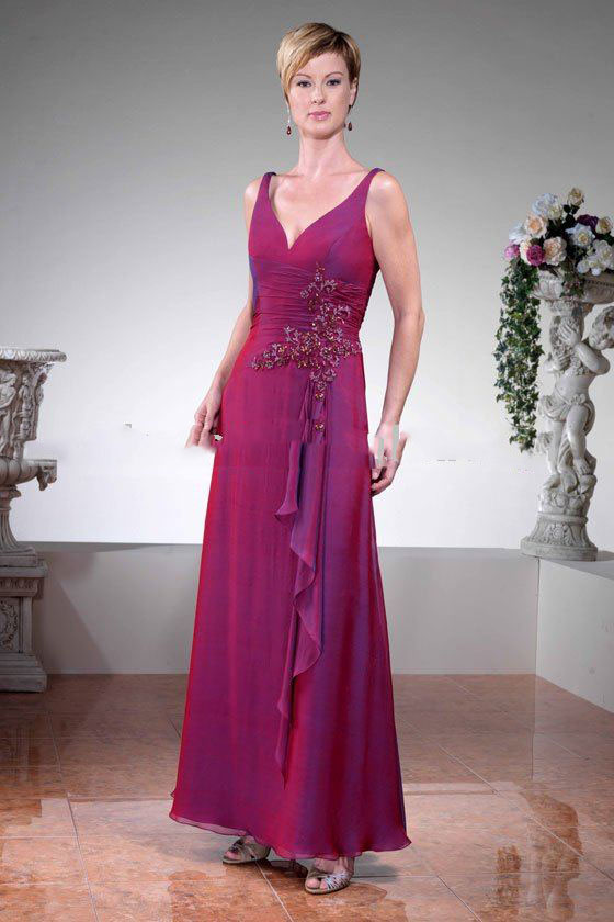 Sleeveless Floor-Length Embroidered Mother of the Bride Dresses
