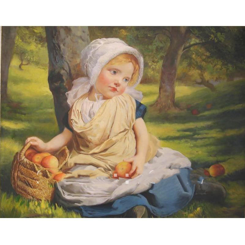 Handmade No Fade A Kid Oil Painting On Canvas
