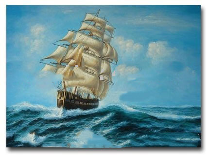 Ancient Warship Handmade Modern Oil Painting