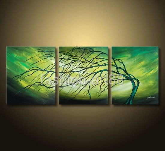 Framed Hand Painted Trees Oil Paintings On Canvas