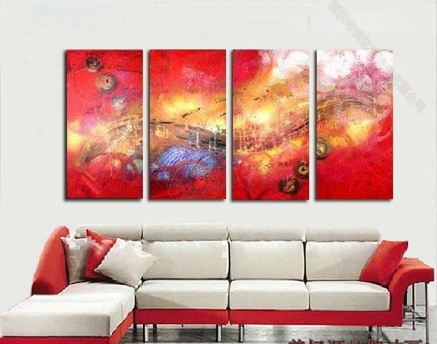 Modern Abstract 100% Handmade 25*50cmx4 Oil Paintings
