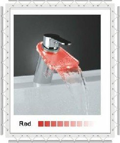 Red LED Lamp Contemporary Basin Faucet