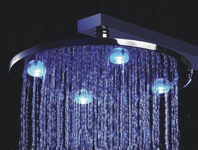 Brass 10" Copper Top LED light Water Shower Head