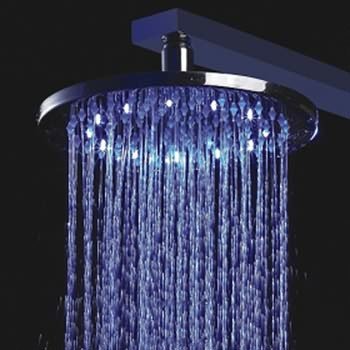 Silver Exquisite 10 inch Circular Shower Head with LED Lights