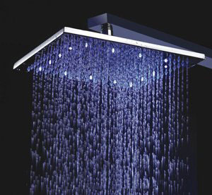 Polished 10 Inch Chrome Brass Shower Head With Faint LED Light