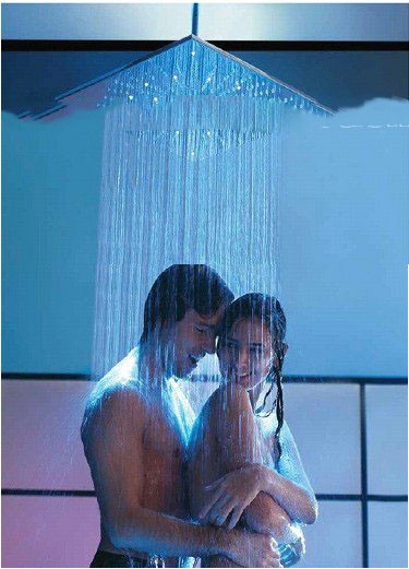 Ceiling Mounted Brass No Battery Ultra Thin Square LED Shower Head