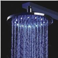 Exquisite 8 Inch Chrome Brass Shower Head with Circular LED Lights