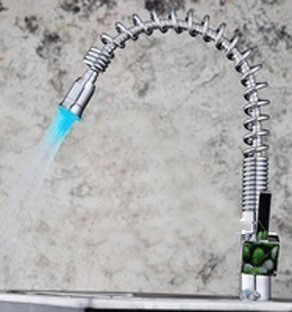 Single Handle Chrome Centerset LED Pull Out Kitchen Faucet