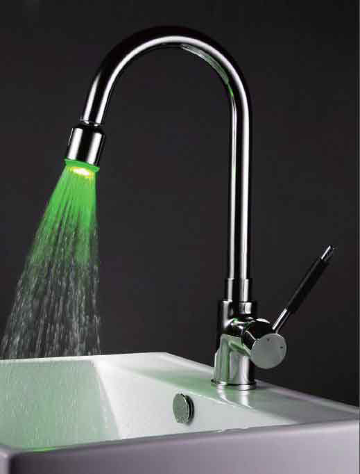 Chrome LED NO Battery Light Tap Basin Mixer Kitchen Faucet