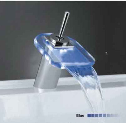 LED Glass Colorful Temperature Kitchen Faucets Sensor