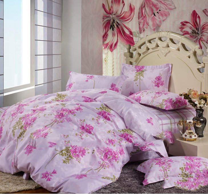 100% Cotton Satin Jacquard 4pcs Bedding Set
