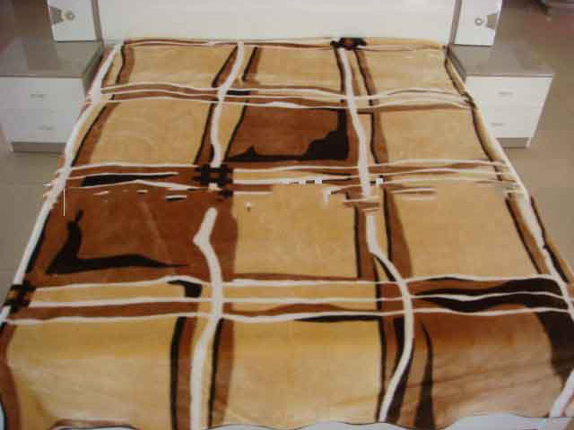 100% Polyester Printed Coffee Color Strips Throw Sleeping Blanket