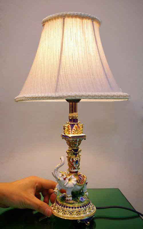 Energy Saving Classic White Elephant Buff Parchmyn Table Lamps