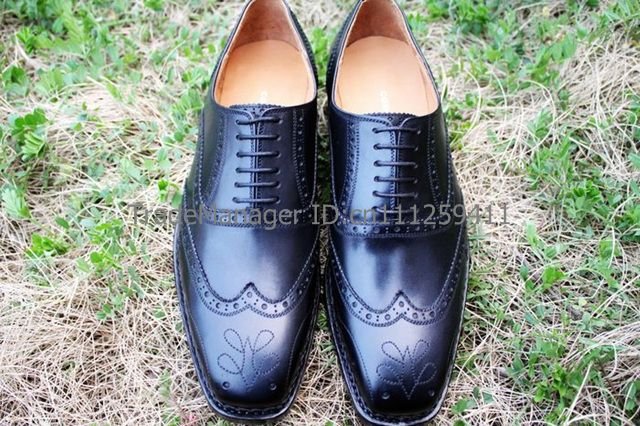 Handmade Pure Genuine Calf Leather Lace-up Men's Oxford Shoes