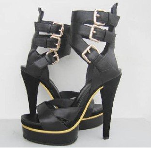 Sex Black Leather Women's High Heel Pumps Bridal Shoes