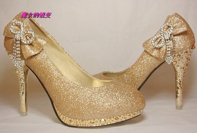 Women's Fashion High Heel Gold Women's Bridal Shoes
