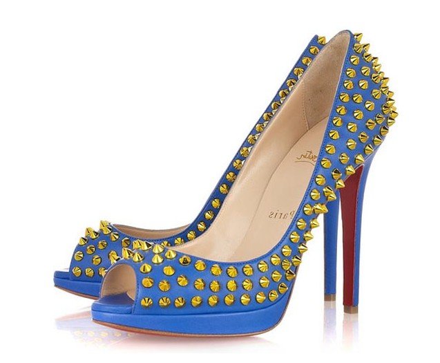 Fashion High Heels Sexy Genuine Leather Gold Rivet Women's Bridal Shoes
