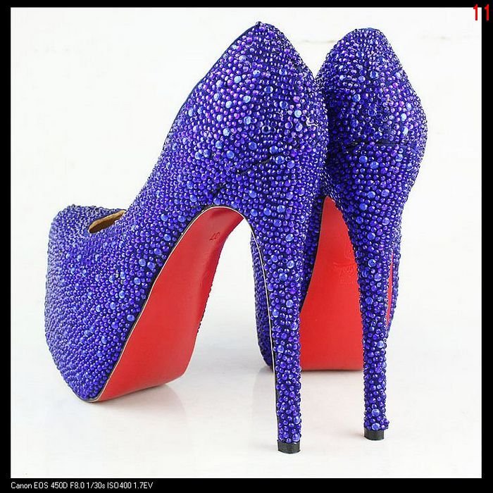 Women's Red High Heel Crystal Strass Platforms Pumps Bridal Shoes