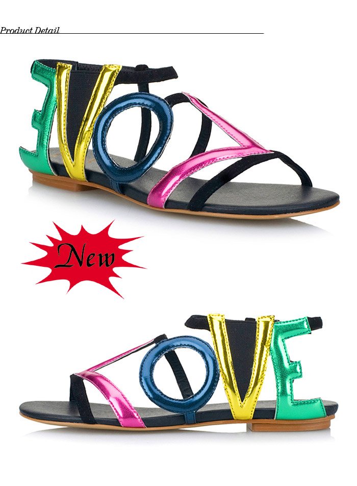 Leather Colorful Flat Sandals