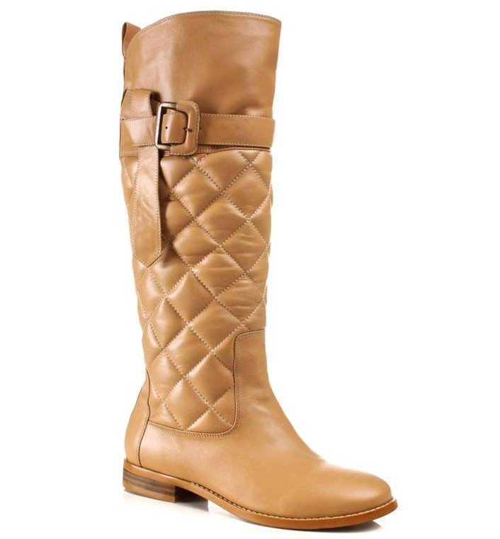 Rhombus Quilt Leather Riding Flat Boot