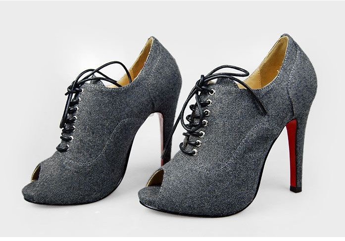 Cotton Fish Mouth Super-high Heels