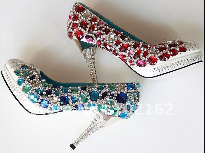 Genuine Leather Diamond Sexy High Heels Lady Pumps