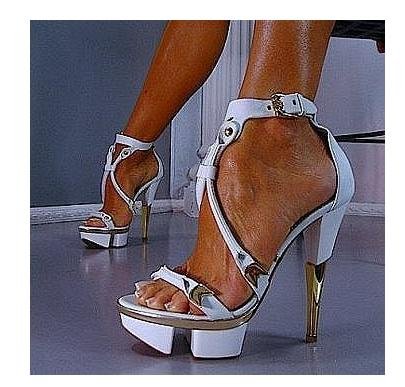 Round The Ankle Rivet Thin Belt High Heels Platform Shoes