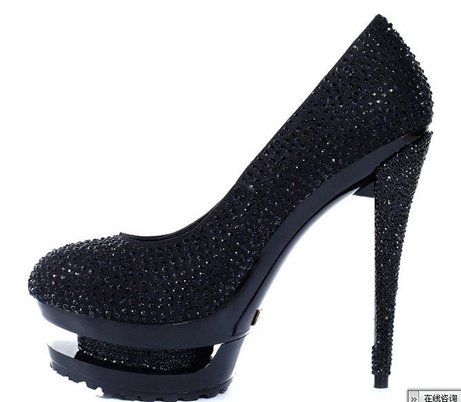 Shallow Mouth Closed Toe Diamond High Heels Platform Shoes