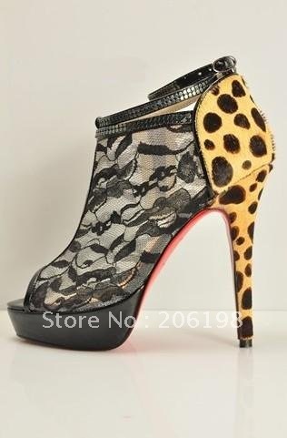 Genuine Leather Suede Lace Dew Toes Diamond Platform Shoes
