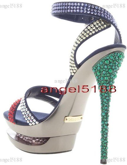 PU Leather Around the Ankle Pin Buckle Daimond Platform Shoes