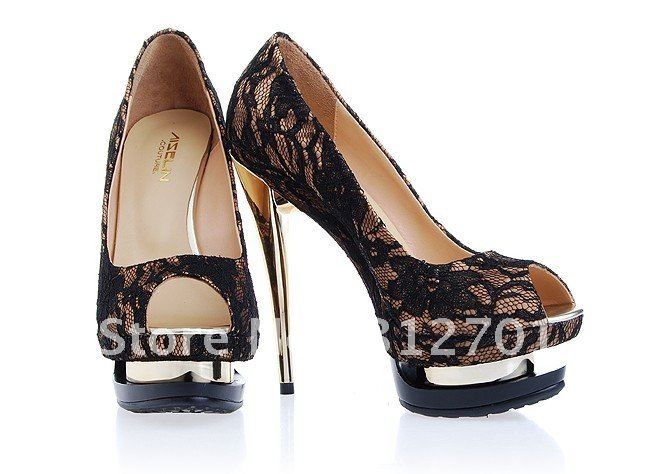 Genuine Leather Rubber Lining Bud Silk Thin and High Heels Platform Shoes