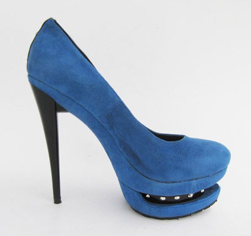 Rubber Fluffy Surface Rivets Bag toe Thin and HIgh Heels Personality Platform Shoes