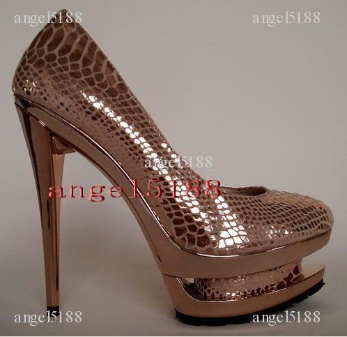 Leather Charm Lining Decoration Snakeskin Pattern Thin and High Heels Platform Shoes