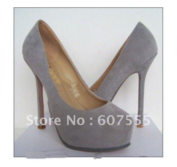 Genuine Leather Closed Toe Thin and High Heels Platform Shoes