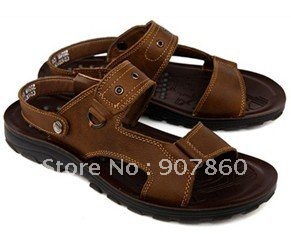 Buckle Genuine Leather Ankle-Wrap Men's Fashion Sandal