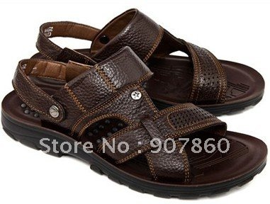 Rubber Insole Genuine Leather Buckle Men's Fashion Sandals