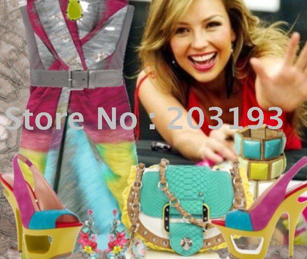 Women's Waterproof High Heels Spell Color Sandals