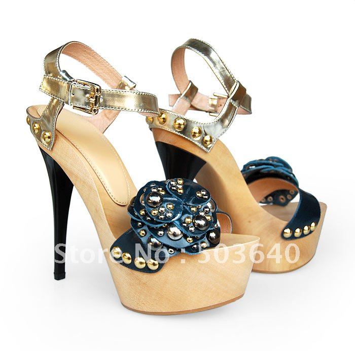 Round Toe Platform Pumps Stylish High-heeled Girl's Sandal