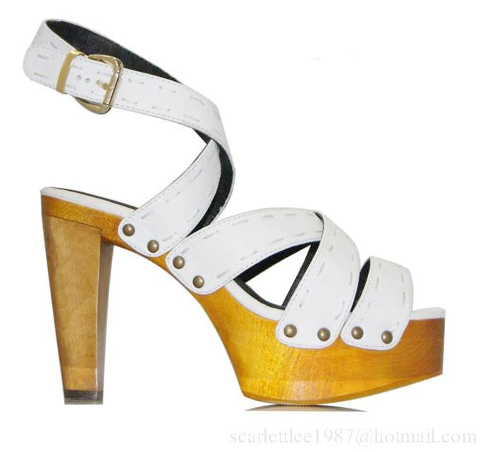 Sheepskin 3.5cm Platform White Women's Clogs
