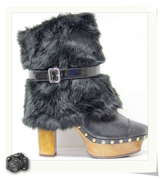 Women's Heel High Mules Clog with Leg Warmmer