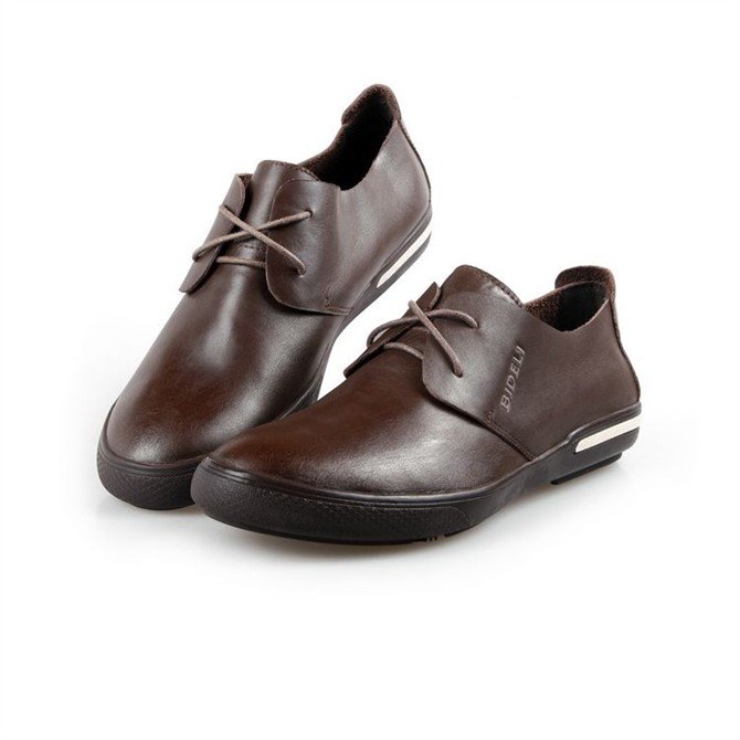 Round Toe Leather Luxury Men's Casual Shoes