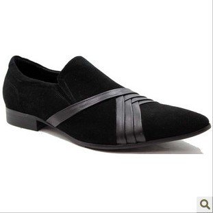 Black Unique Leather Pointed Toe Men's Casual Shoes