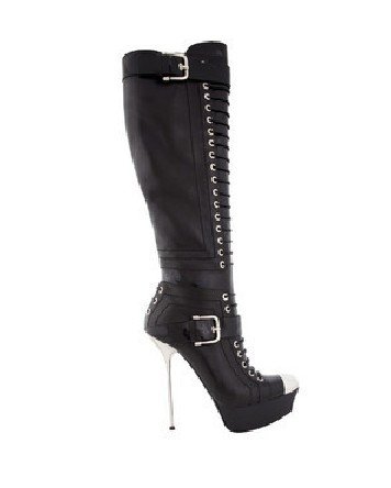 Black Genuine Leather High Heel Spring Women's Casual Shoes