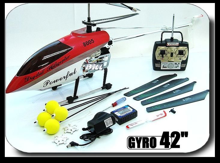42 Inch Red Gyro Metal Airframe 3.5 Channel 2 Speed Model RC Helicopter