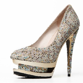 women's Sexy Diamond Crystal Waterproof High Heels Pumps Wedding Shoes