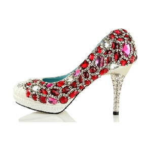 Luxurious Crystal Diamond Hand Made High Heel Dinner Wedding Shoes