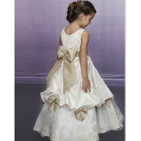 Sleeveless Bow Taffeta French Elegant Baby Princess Gown Flower Girl Dresses